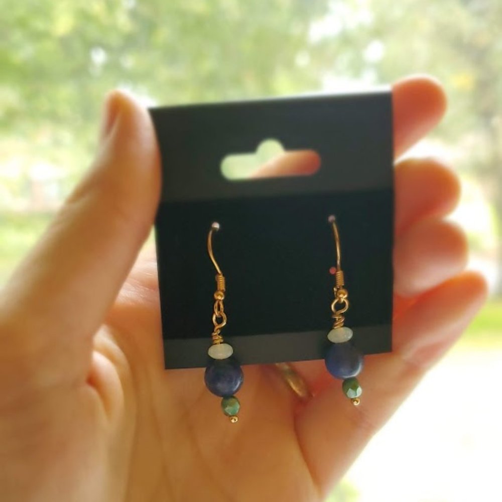 Dreamy Purple Art Deco Earrings. Handmade. Gold-Plated Hooks